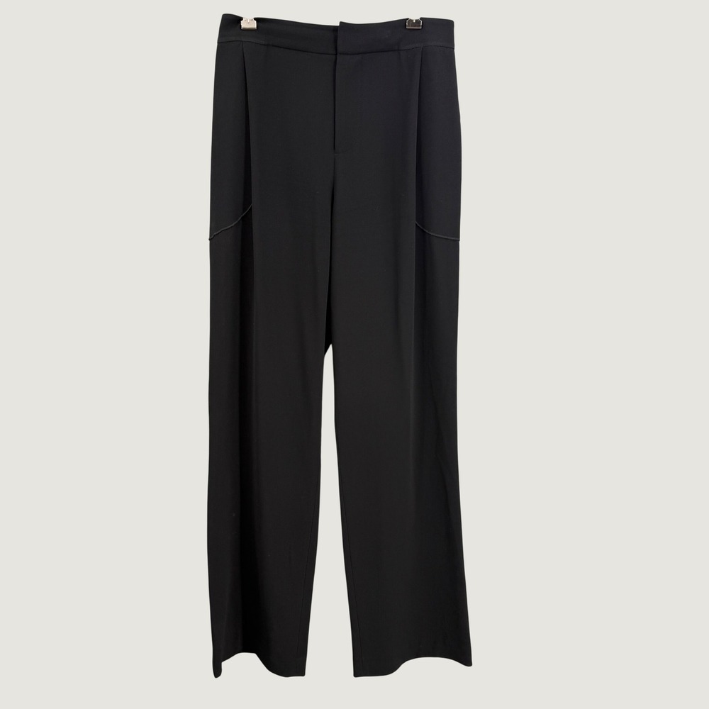Derek Lam 10 Crosby Womens Size 8 Black Wide Leg Crepe Dress Pants Trousers